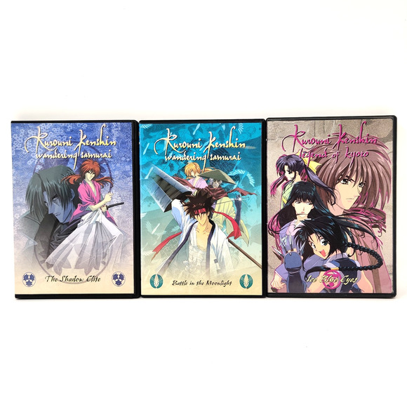 Rurouni Kenshin 3 Anime DVDs Rare Ice Blue Eyes Shadow Elite Battle in Moonlight - Picture 1 of 16